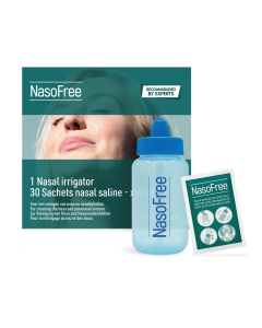 NasoFree Nasal Irrigator Starter Kit + 30 Saline Sachets (Xylitol)
