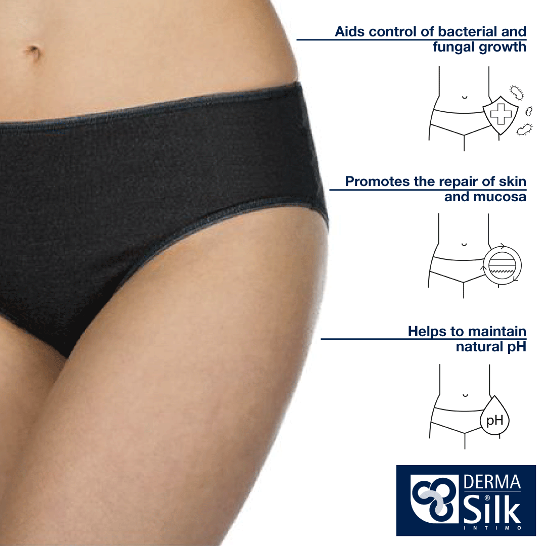 DermaSilk Ladies Black Comfort Briefs features